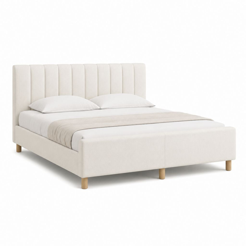 Polsterbett Doppelbett Creme Polyester Rechteckig 160 x 200 cm Gesamtmaß 178 x 218 x 115 cm