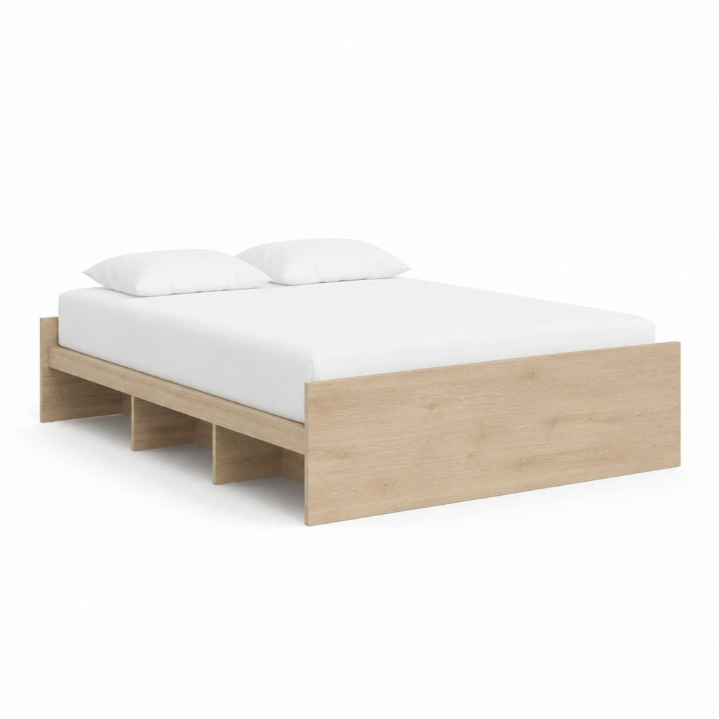 Doppelbett Bettgestell in Eiche-Optik aus melaminharzbeschichteter Spanplatte für 180 x 200 cm Matratze