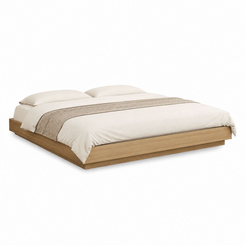 Futonbett Bettgestell Natur Eichenfurnier rechteckig 180 x 200 cm