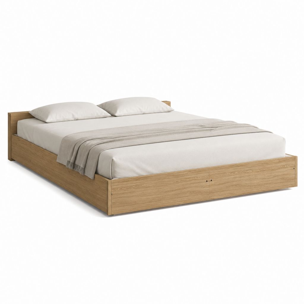 Doppelbett Bettgestell Eichenoptik Spanplatte rechteckig 160 x 200 cm