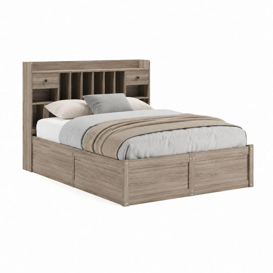 Bettgestell mit Stauraum Graubraun Spanplatte 160 x 200 cm