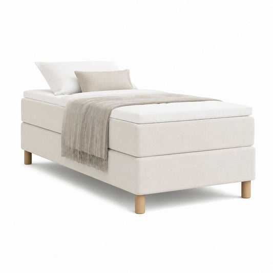 Polsterbettgestell Beige Polyester Rechteckig 90 x 200 cm