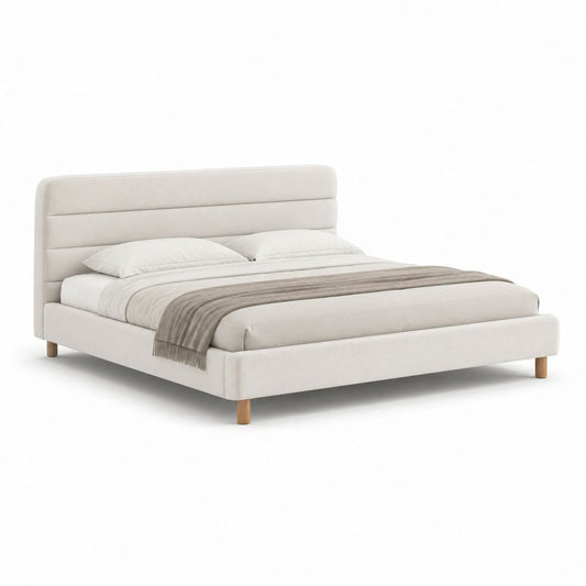 Polsterbett Doppelbett Creme mit Polyesterbezug 160 x 200 cm