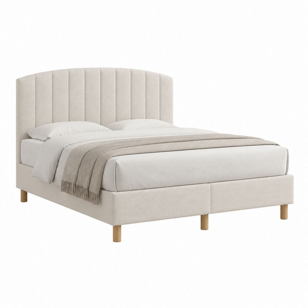 Polsterbett Doppelbett Beige Polyester Rechteckig 160 x 200 cm