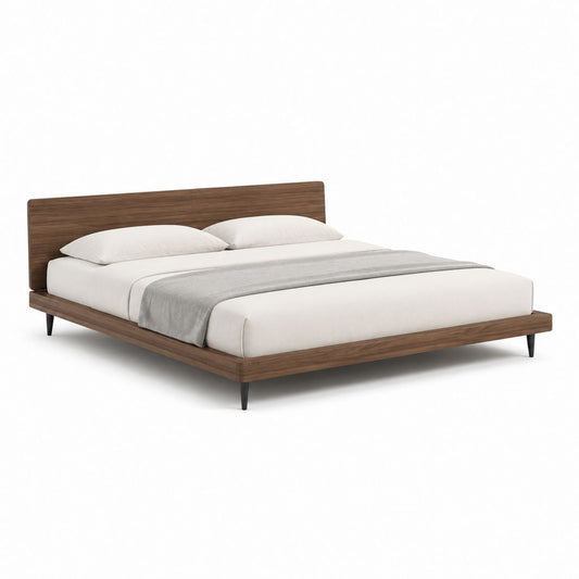 Doppelbett Bettgestell Walnussoptik MDF rechteckig mit Kopfteil Liegefläche 160 x 200 cm
