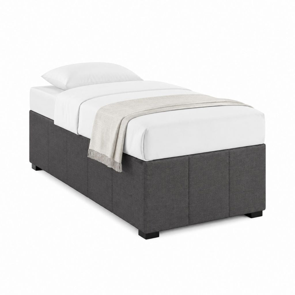 Polsterbett Einzelbett Dunkelgrau Polyester Rechteckig 90 x 200 cm