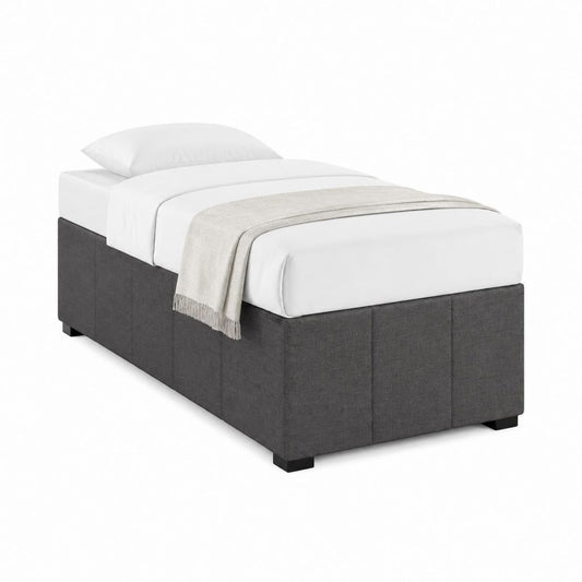 Polsterbett Einzelbett Dunkelgrau Polyester Rechteckig 90 x 200 cm