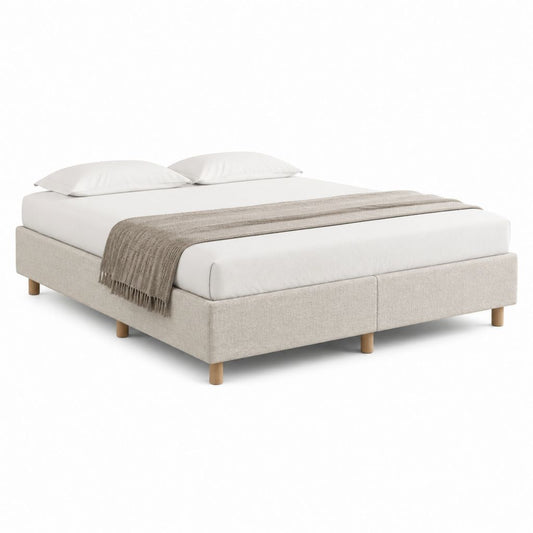 Polsterbettgestell Beige Polyester Rechteckig 160 x 200 cm