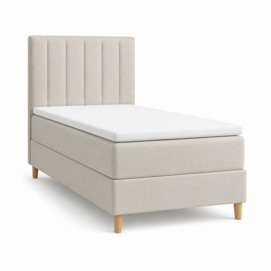 Boxspringbett Set 90 x 200 cm Beige Polyester Rechteckig