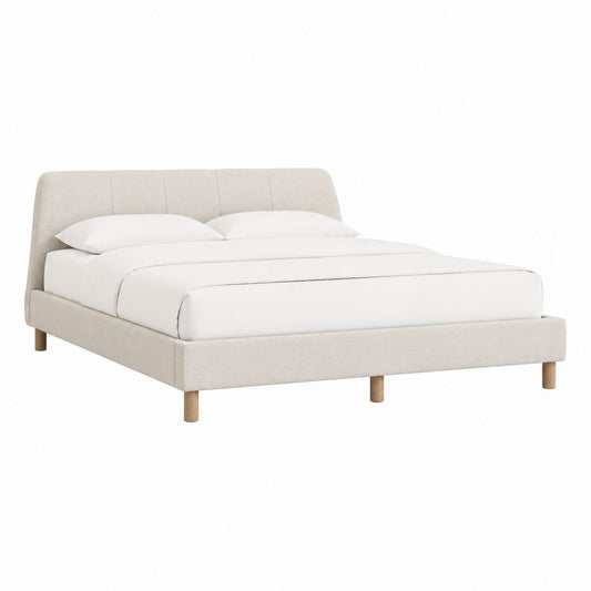 Polsterbett Doppelbett Beige Polyestergewebe Rechteckig 180 x 200 cm