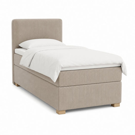 Polsterbett Einzelbett Beige Polyester Cord 90 x 200 cm
